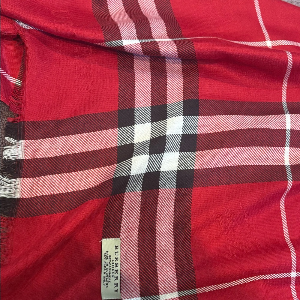 Burberry Red and Black Checkered Scarf